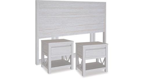 Coastal Queen/King Headboard & 1 Drawer Bedsides x 2 Coastal Queen/King Headboard & 1 Drawer Bedsides x 2